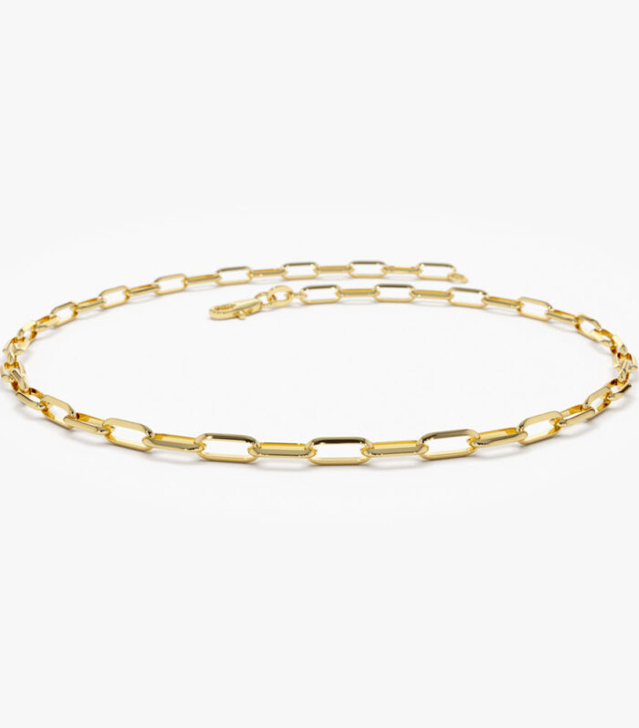 14k Solid Gold Tiny Paper Clip Link Bracelet