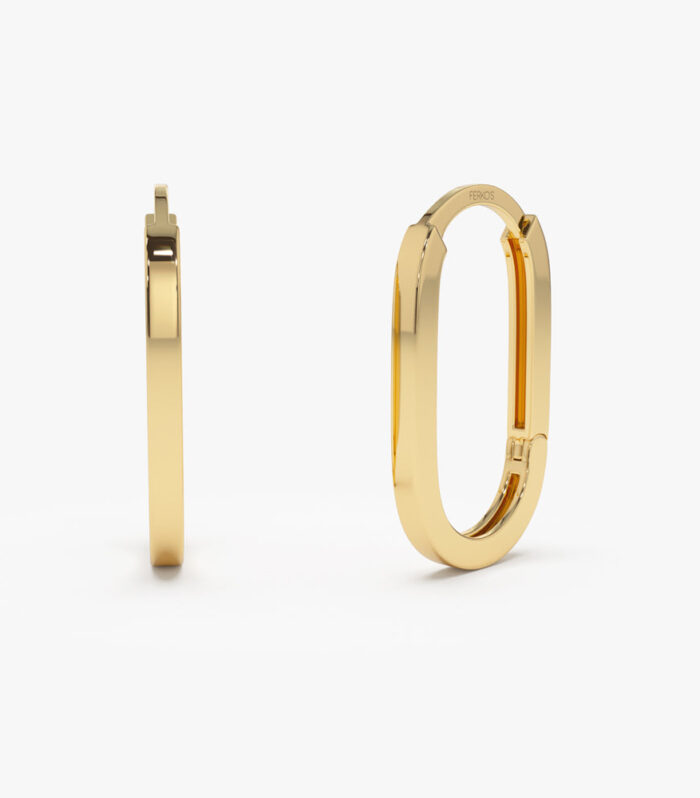 14k Gold Paperclip Hoop Earrings