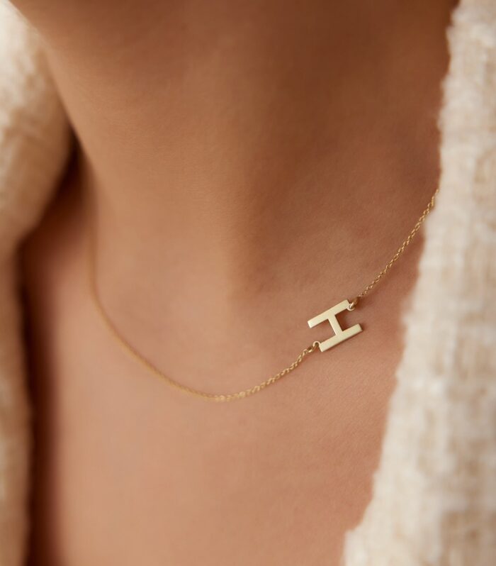 14k Sideways Initial Necklace