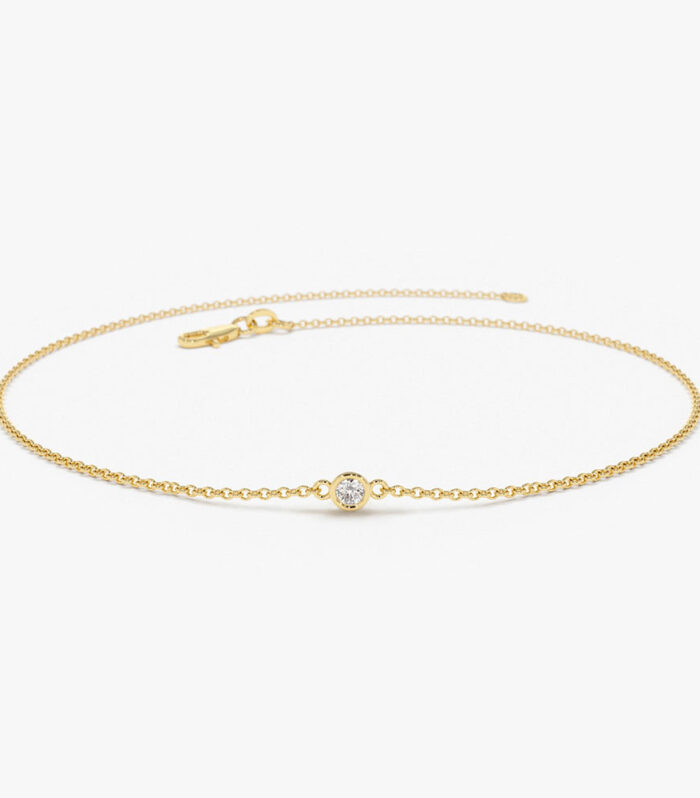 14k Gold Bezel Setting Diamond Solitaire Bracelet 0.05ctw
