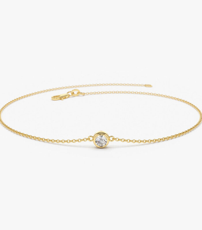 14K Dainty Diamond Solitaire Bracelet