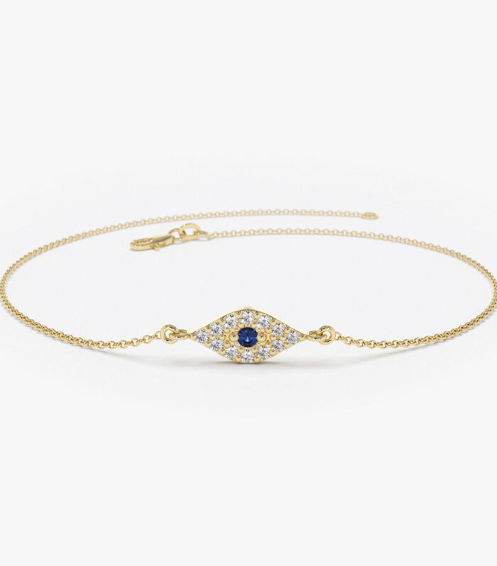 14k Diamond and Sapphire Evil Eye Bracelet
