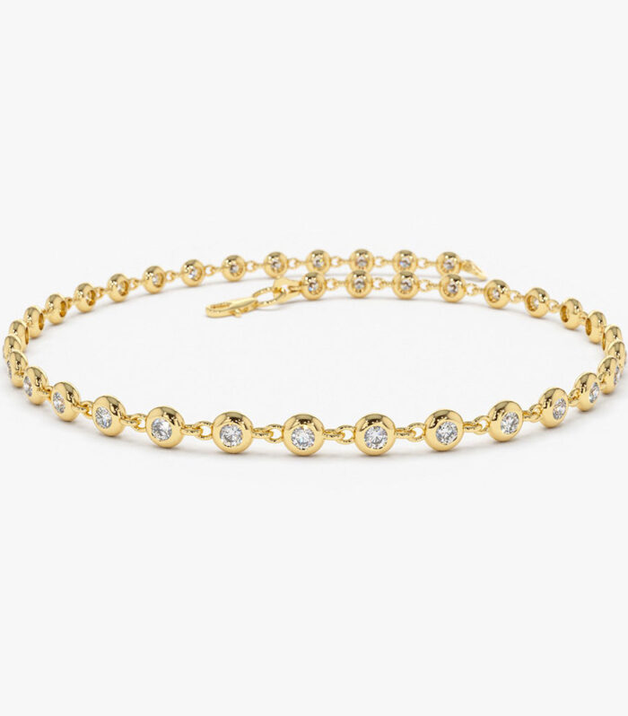 14K Gold Bezel Setting Diamond Tennis Bracelet