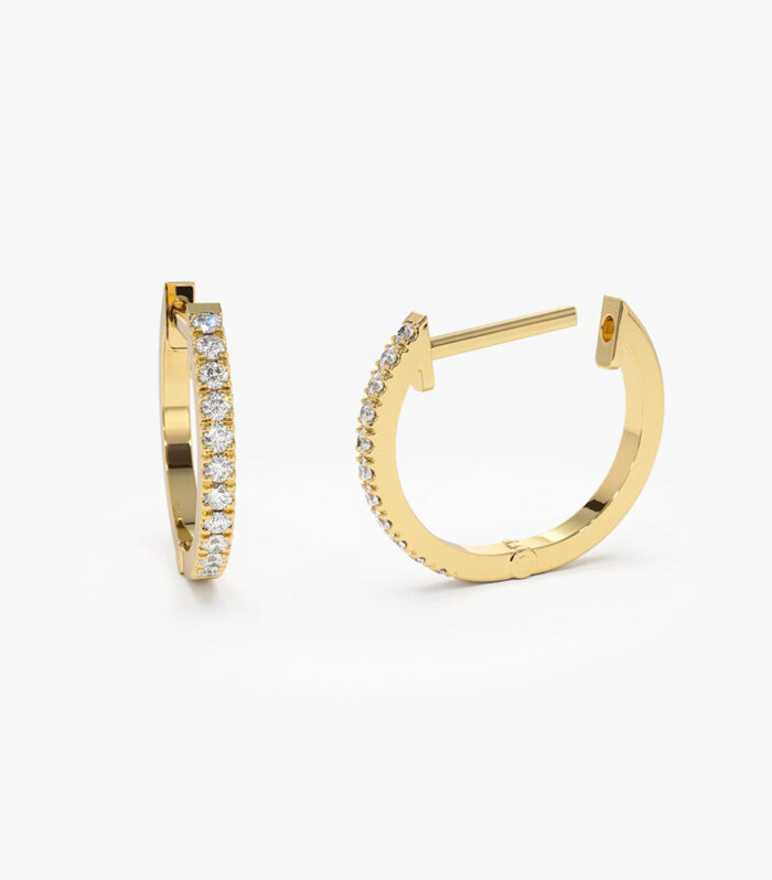 14K Gold Mini Diamond Huggies Earrings