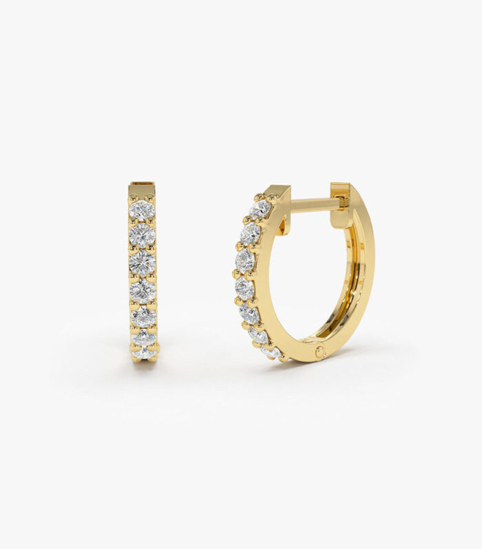 14K Gold Diamond Hoop Earrings