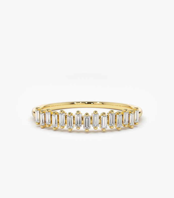 14K Gold Stackable Vertical Baguette Diamond Ring