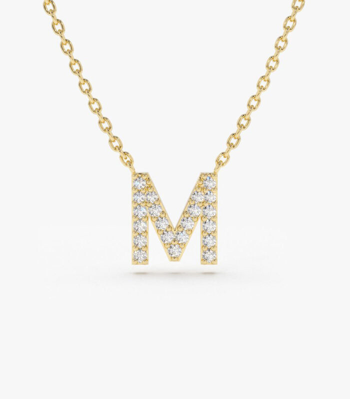 14K Gold Diamond Initial Necklace