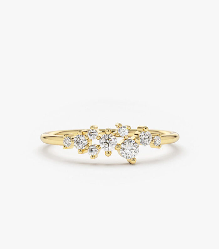 14k Gold Diamond Cluster Ring
